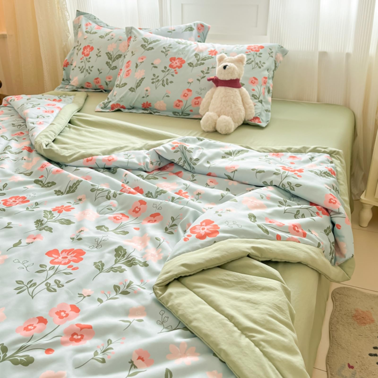 Odot Edredón Sin Funda 2.5 TOG Single A King (Plantas,200x230cm) | Relleno Nórdico Verano Edredón Ligero y Transpirable Lavable a Máquina y Secado Rápido para las Noches Cálidas de Verano