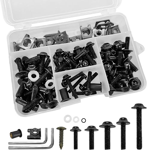 Kit de pernos de carenado de 177 piezas, tornillos para parabrisas de motocicleta M5 M6, tornillos universales de carenado de motocicleta, tornillos