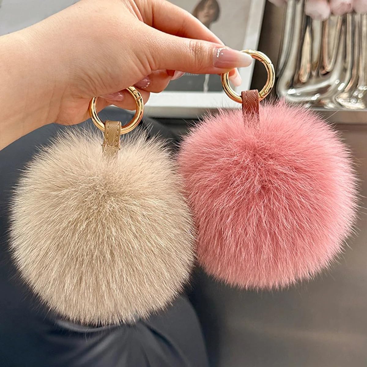 Llaveros Con Pompones Esponjosos, Llavero De Bolas Peludas De Peluche Suave Con Colgante De Pompón Para Llave, Bolso, Mochila, Regalo De Fiesta