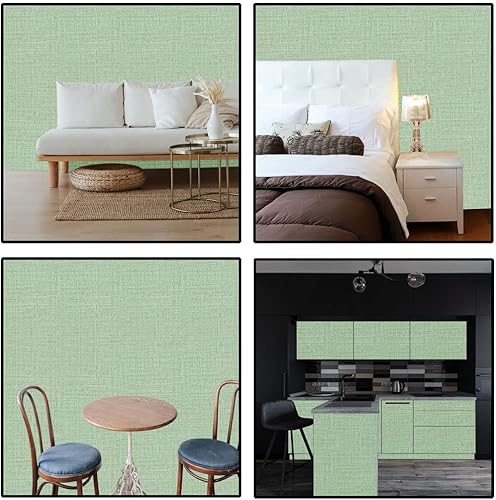 Miniatura 3 de Papel de contacto verde para despegar y pegar papel tapiz autoadhesivo textura de arpillera extraíble cubierta moderna de decoración de pared para