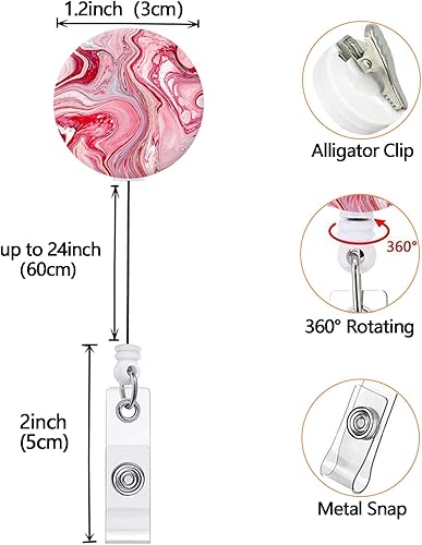 Miniatura 2 de Carrete retráctil para credenciales de enfermera, lindo nombre, carretes decorativos con clip en portatarjetas de identificación (paquete de 3