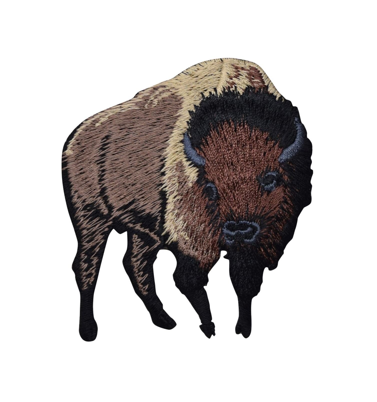 Wholesale Applique Brown Buffalo American Bison Embroidered Iron on Patch for Clothing