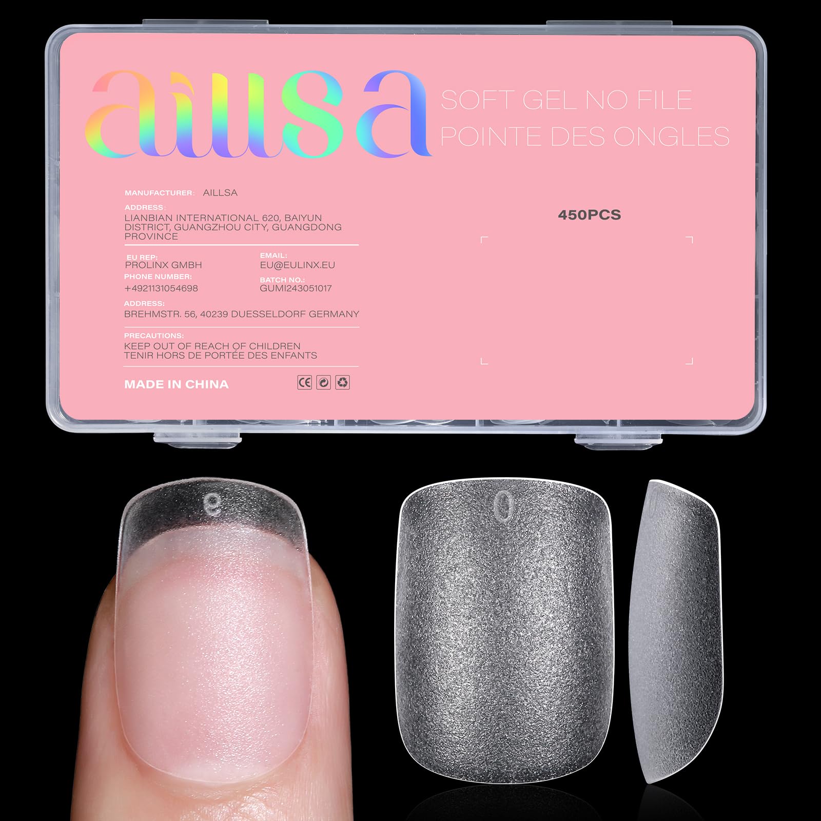 AILLSA Extra Short Square Nail Tips 450PCS Full cover Clear Nail Tips Matte No Need Files Upgraded Press on False Nail Tips for Nail Extension Fake