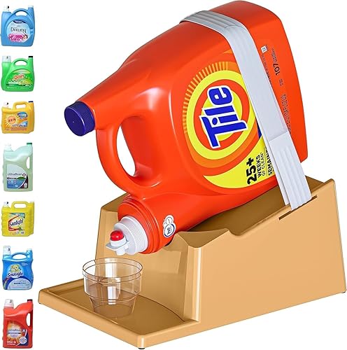 TidyFriend - Soporte para detergente líquido para ropa con bandeja de goteo y patas de agarre de goma, soporte para organización y almacenamiento de
