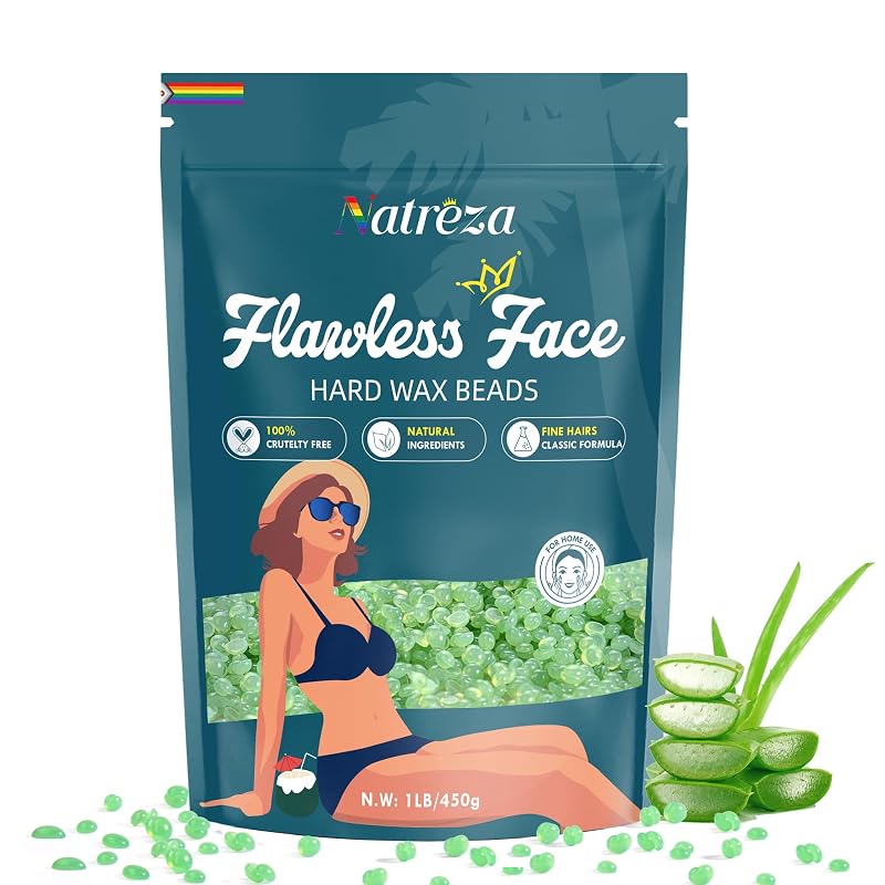 Cera em pérolas Natreza com aloe vera para depilação, 454 g