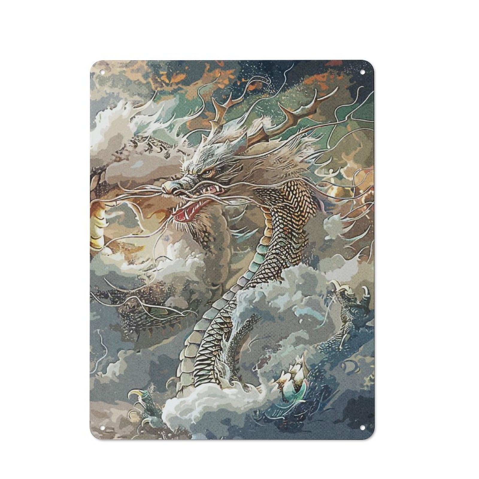 Junmoney Dragon Legend Garage Style Metal Wall Sign 40X30cm Featuring Garage Wall Decor For Garage, Hobby Room, Office Or Man Cave