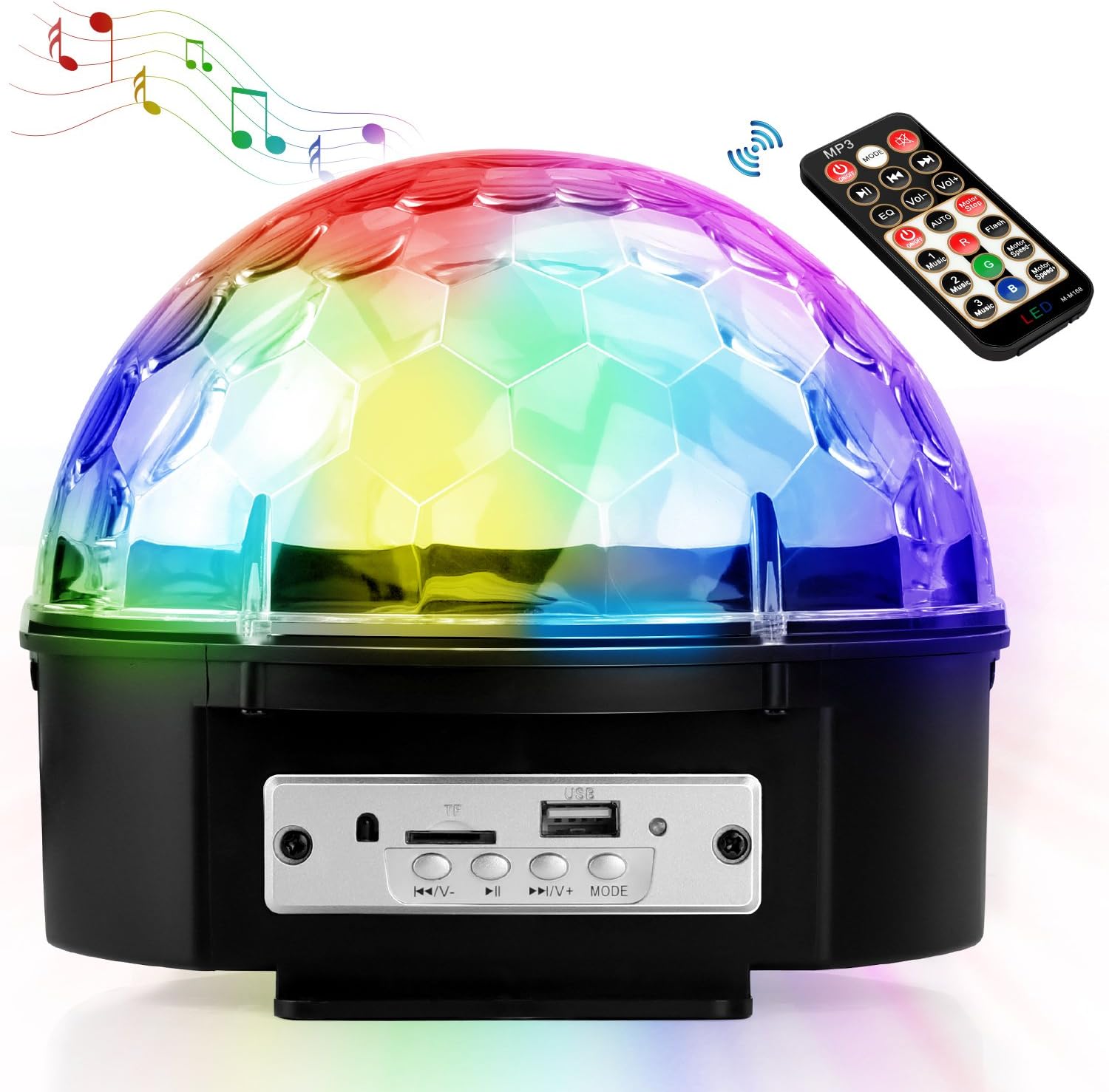 Belpink Disco Ball | LED Party Lights Crystal Magic Ball lighting for Birthday, Christmas, Disco, Dance, Home Party | Atmosphere and Mood Lamp with Sound Active and Remote (Large(6.7''))