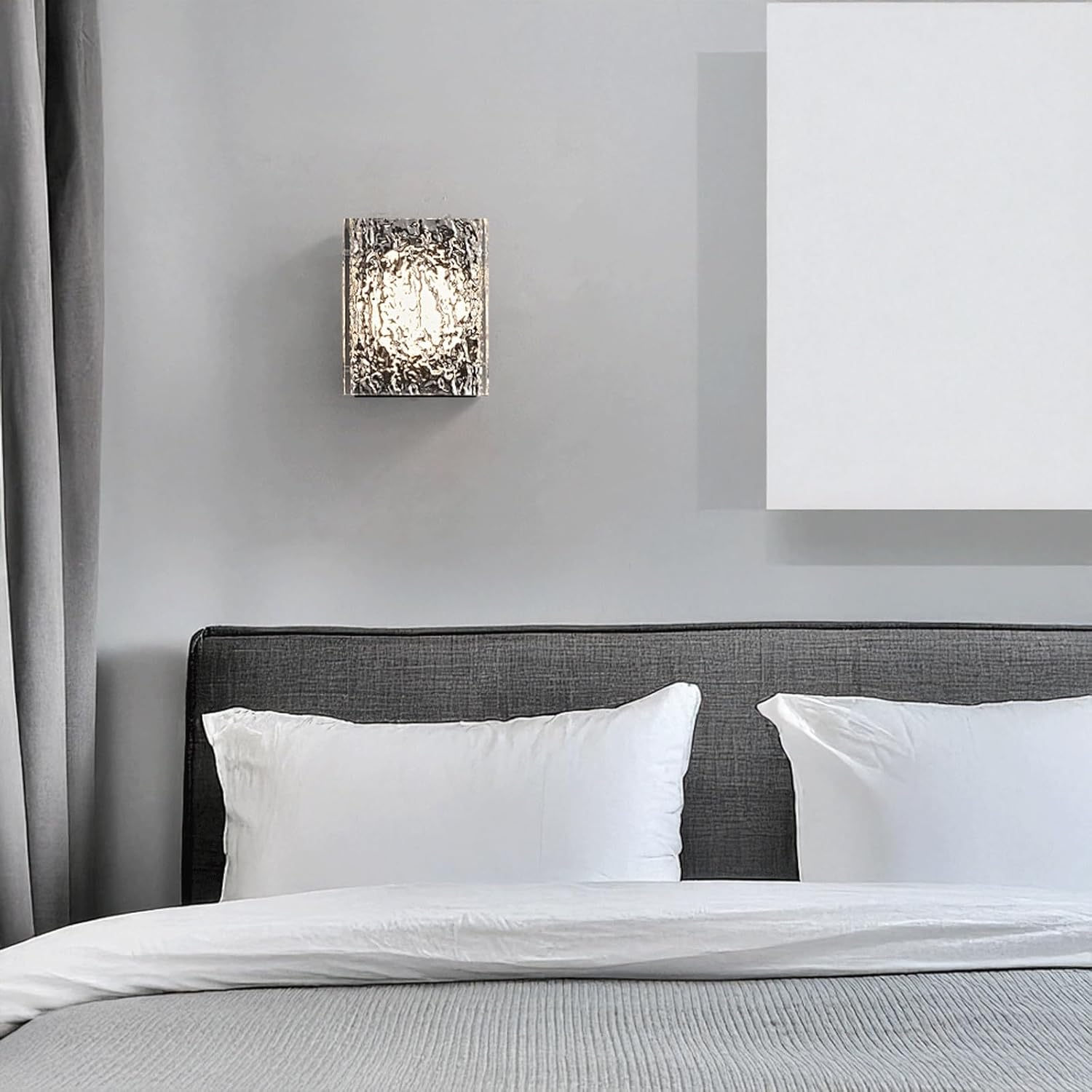 Modern Minimalist Unique LED Wall Sconce Three Color Dimmable Hand Polished Ice Crack Acrylic Lampshade Aluminum Body for Living Room Bedroom Hotel Hallway Background Wall Art Decor