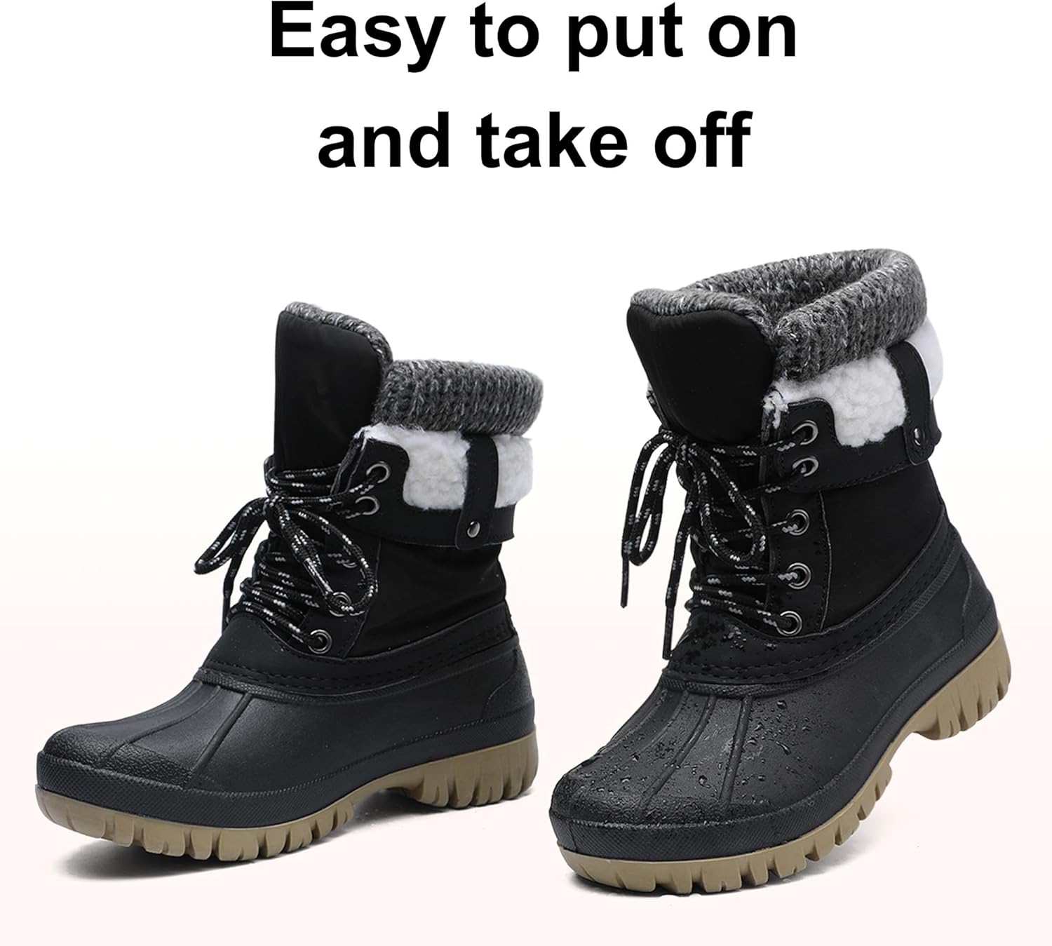festooning Boys' Winter Snow Boots Waterproof - Warm Anti-Slip Kids' Boots