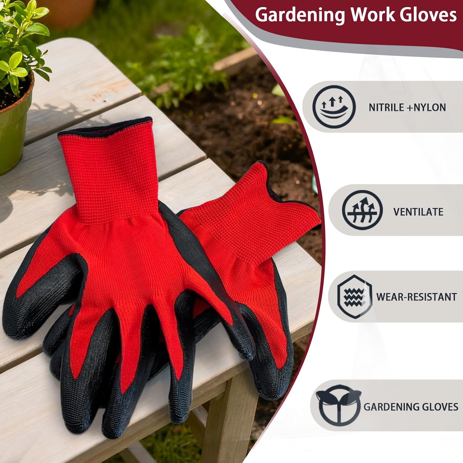 YOUKE OLA 168 Pair Gardening Gloves for Men Women, Breathable Rubber Coated Garden Gloves Working Gloves for Gardening, 8/Medium - Image 4