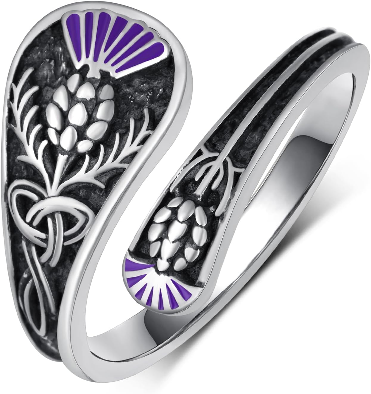 TYSO Scottish Thistle Jewelry 925 Sterling Silver Scottish Thistle Spoon Ring Scotland Celtic Knot Rings Jewelry Gifts for Women