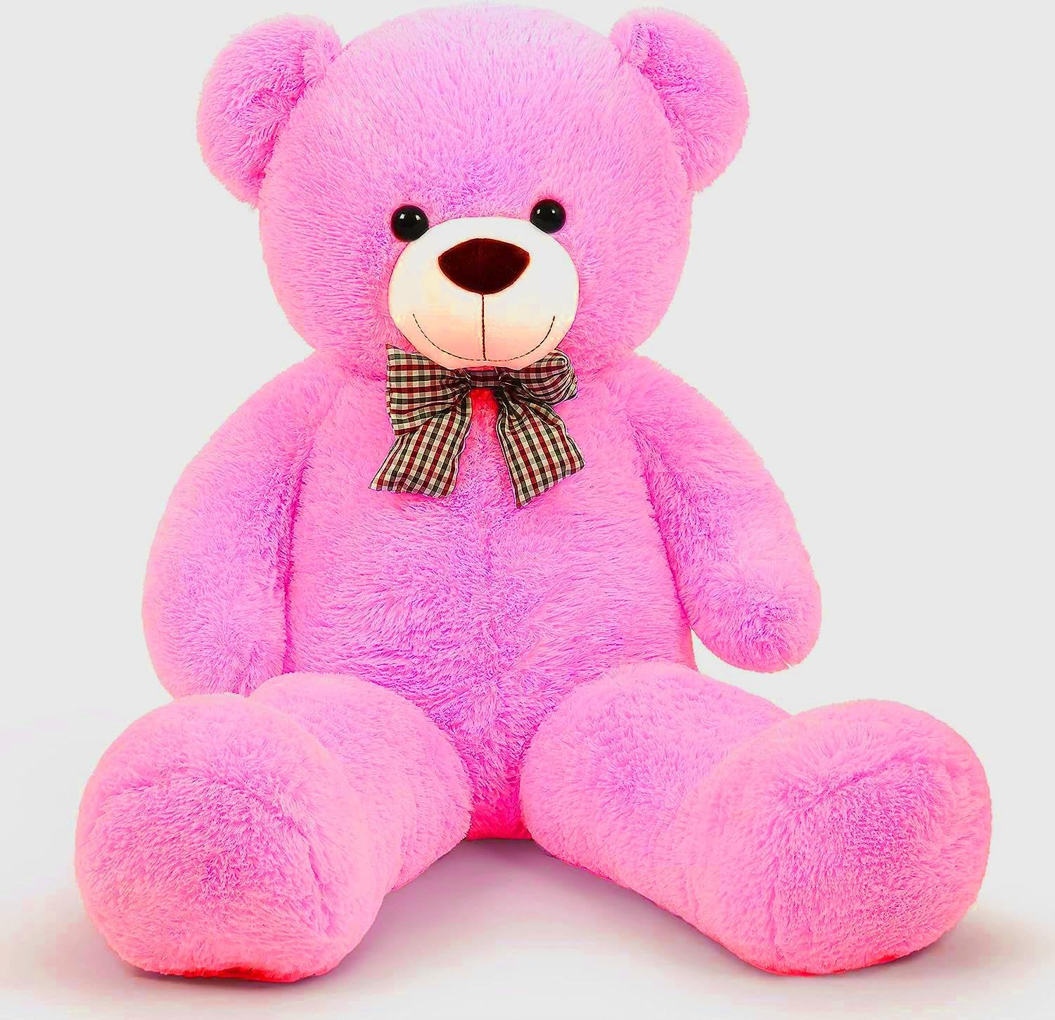 Papyonlu Sevimli Peluş Şaşkın Ayı 80 cm - Sevgiliye Özel HEDİYE Fuşya