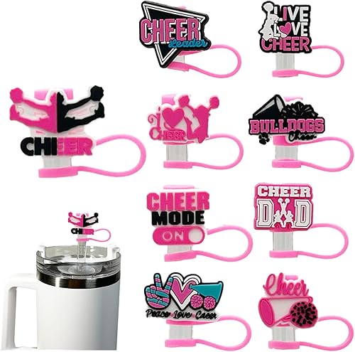 9 tapas de popote para vasos Stanley de 30 y 40 onzas, 0.4 pulgadas de ancho, bonitas puntas de silicona para cubrir popotes de silicona compatibles