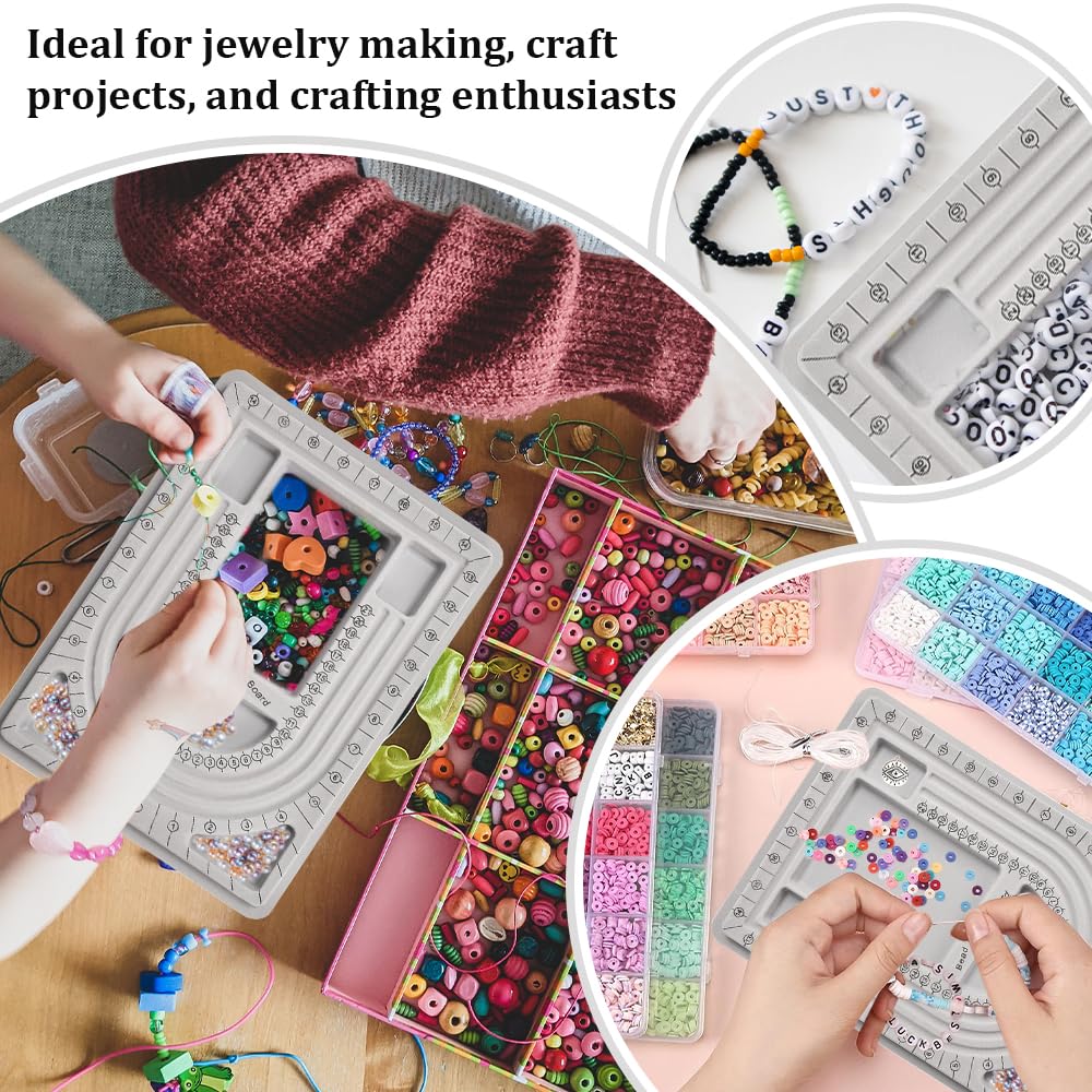 AHANDMAKER 8 Pièces Plateaux De Conception De Perles, 8 Tailles Floqué Bracelet Perle Conception Conseil Organisateur De Perles Plateau D'Artisanat Pour Bracelets Colliers Fabrication De Bijoux