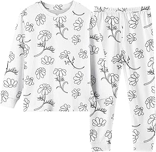 Conjunto de pijama creativo de raffiti para niños, conjunto de pijama pintado a mano, conjunto de pijama para colorear para niños y niñas, cuello redondo, pijama de algodón