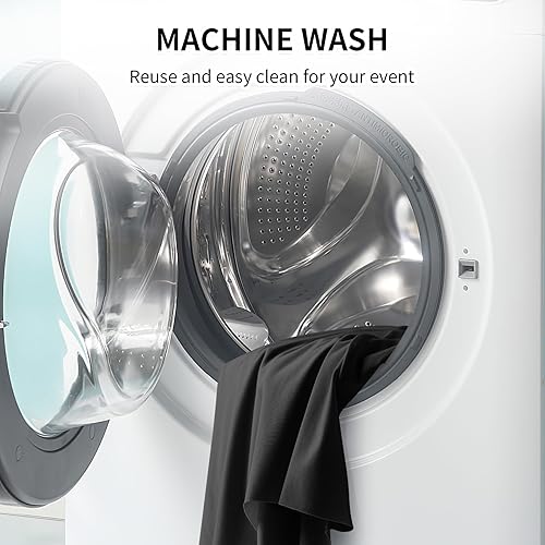 Miniatura 5 de gogoparti Mantel de elastano azul marino de 6 pies, paquete de 2 manteles para mesas rectangulares de 6 pies, faldas de mesa ajustables elásticas