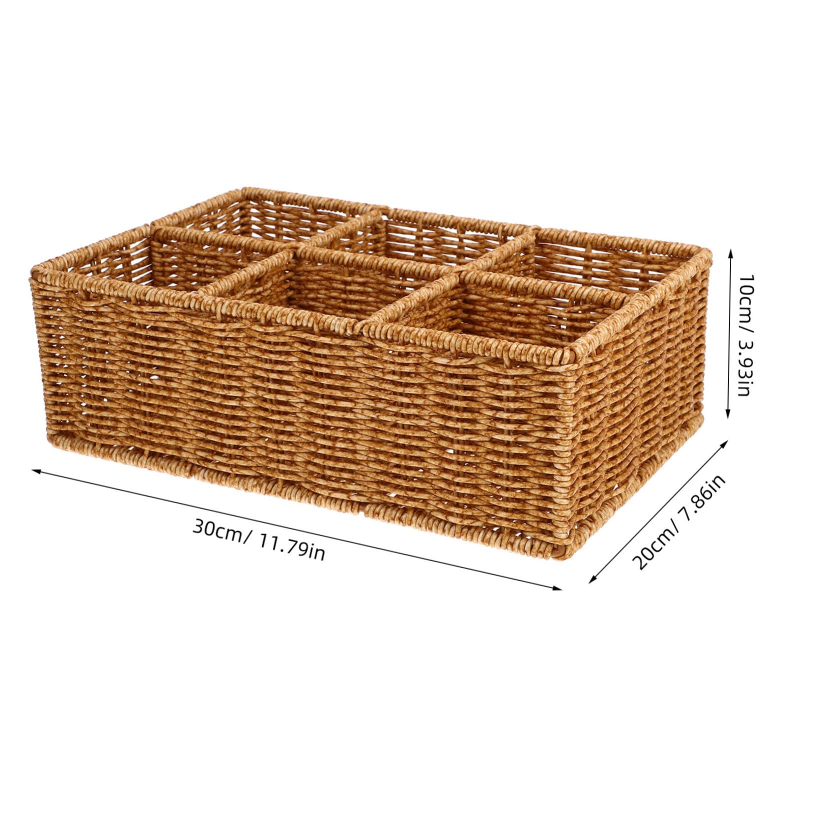 Organizador De Cubiertos Compacto Tejido De Ratán Natural 30x20x10 Cm Resistente y Multiusos para Cocina y Comedor Cesta De Almacenamiento para Utensilios Pequeños