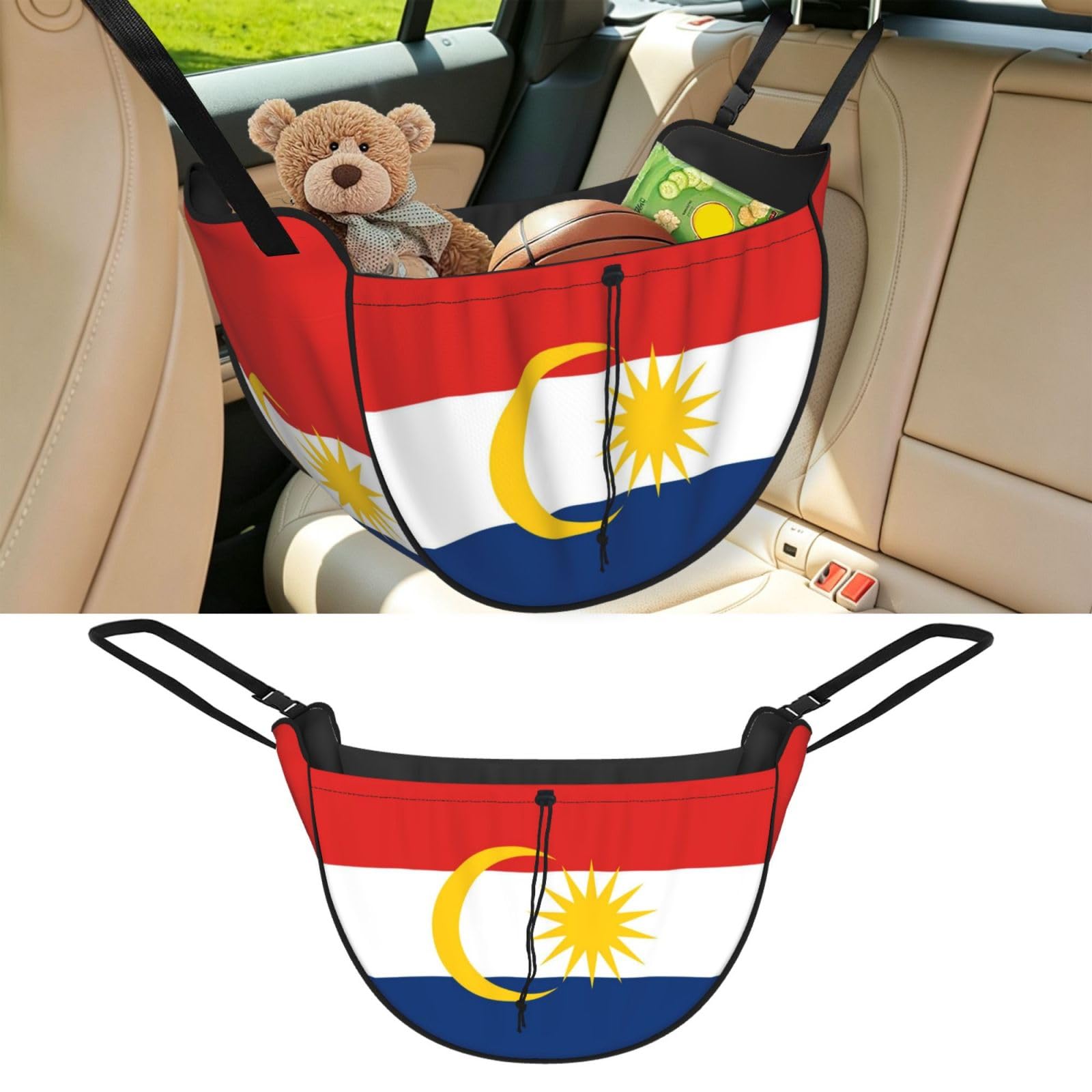Cntdbu Black Labuan Flag Car Seat Organizer-Backseat Storage Bag For Travel