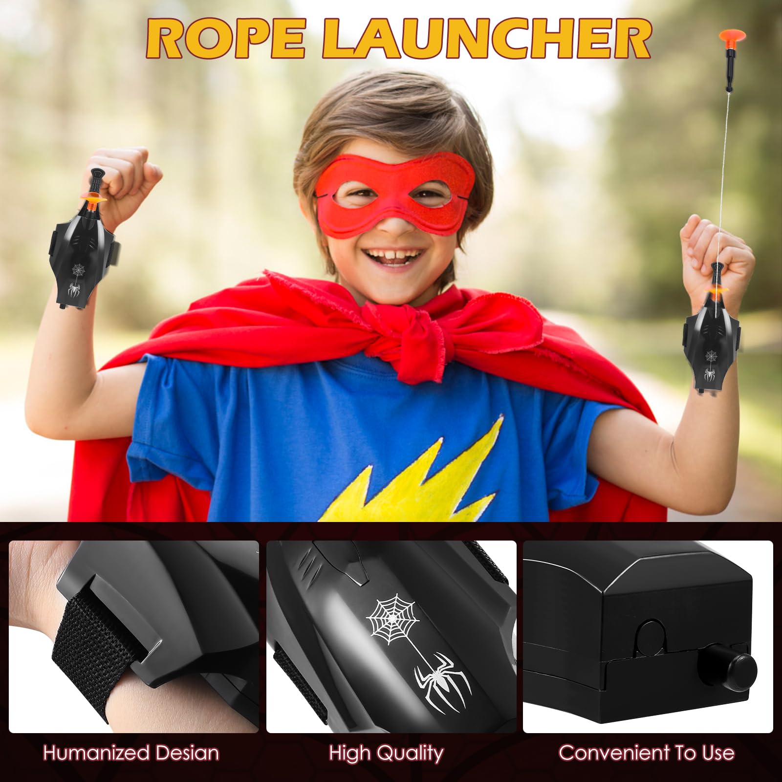 Towwoo Spider Web Shooter, Launcher Handschuh Spider Cosplay Handschuh 3m Launcher Handgelenk Spielzeug Set Elektrischer Automatische Kabelwicklung (Upgrade)