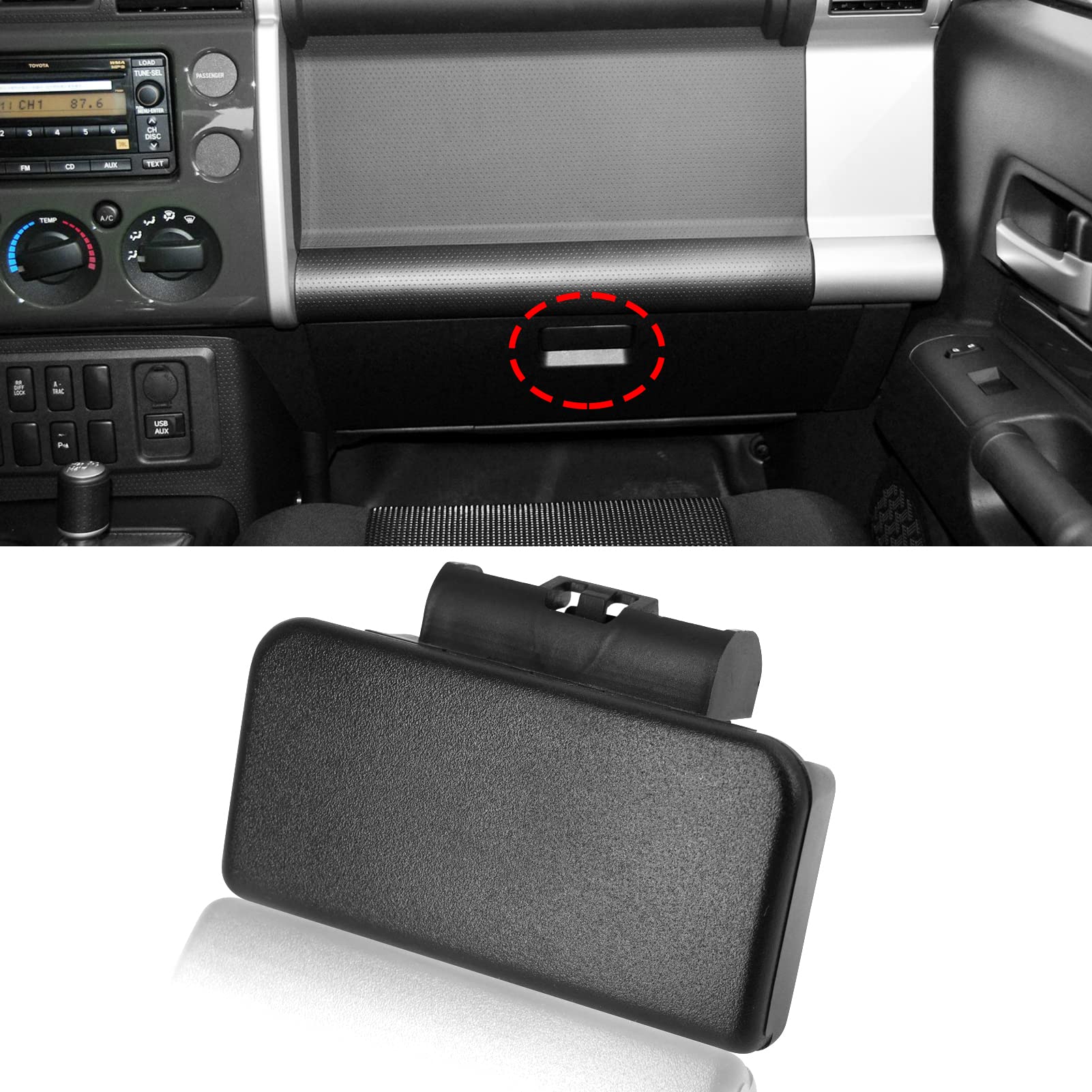 Moonlinks Compatible with 2007-2014 Toyota FJ Cruiser/2004-2006 Scion xB xA Glove Box Latch Handle,Glove Compartment Door Lock Handle Replacement Kit,OE#55506-44010-B0,Black
