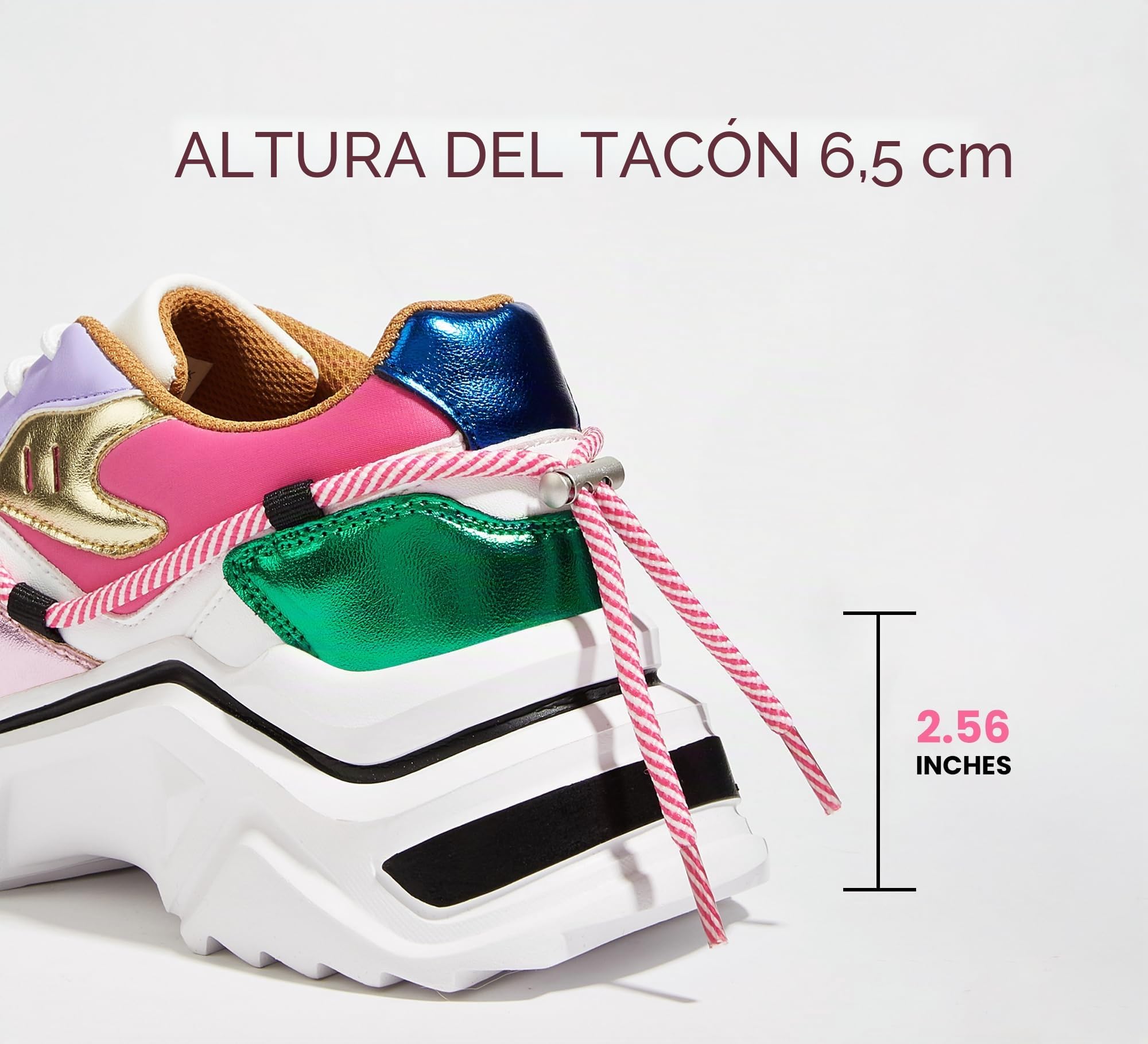 LUCKY STEP Zapatillas Plataforma Mujer – Retro Chunky Dad Shoes, Zapatos de Moda con Bloques de Colores para Uso Diario y Paseos