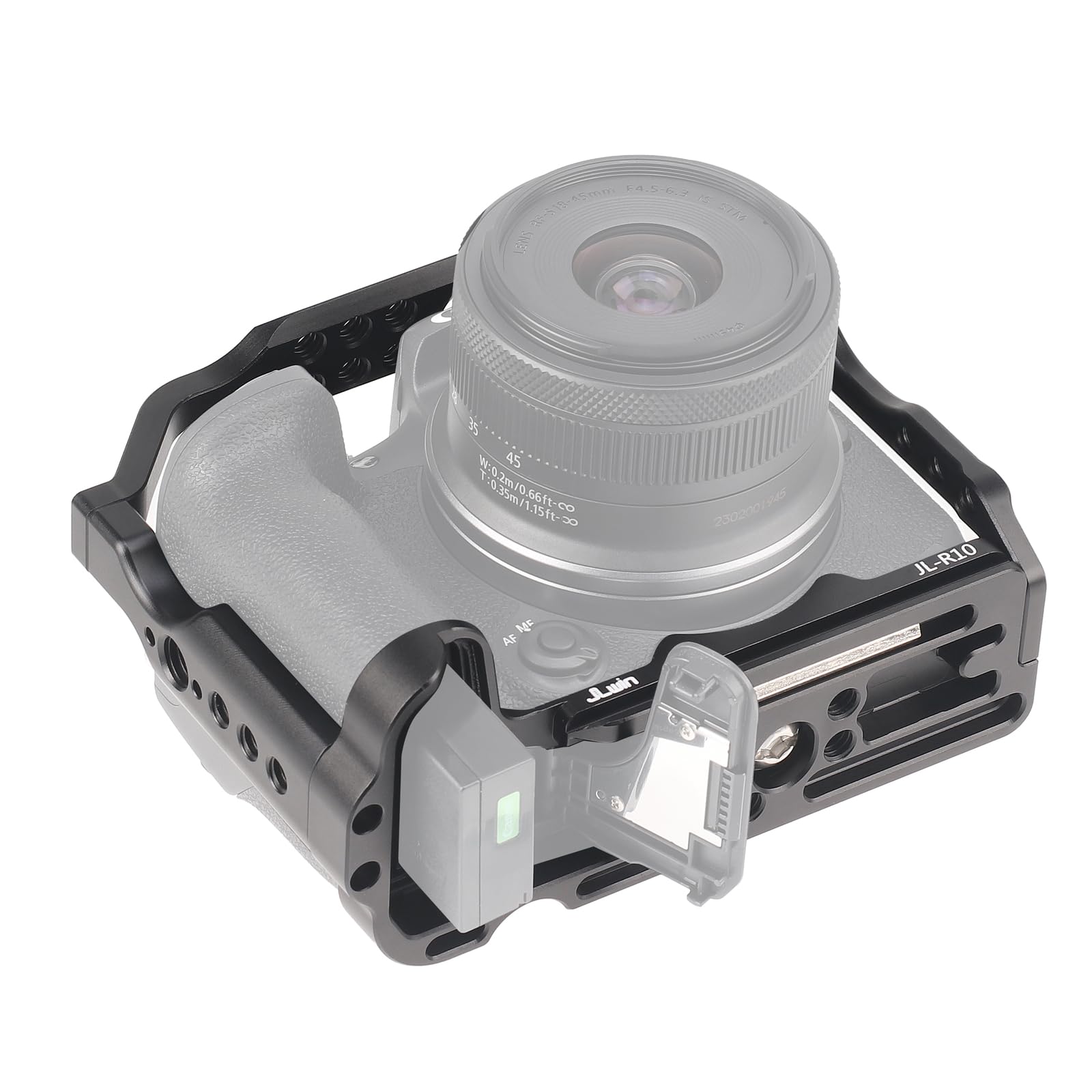 FOTGA Jaula de cámara para cámara Canon EOS R10, aleación de aluminio de aluminio Vlogging Vlogging, riel integrado de la OTAN, zapata fría de 1/4" 3/8" y placa de liberación rápida para Arca Swiss