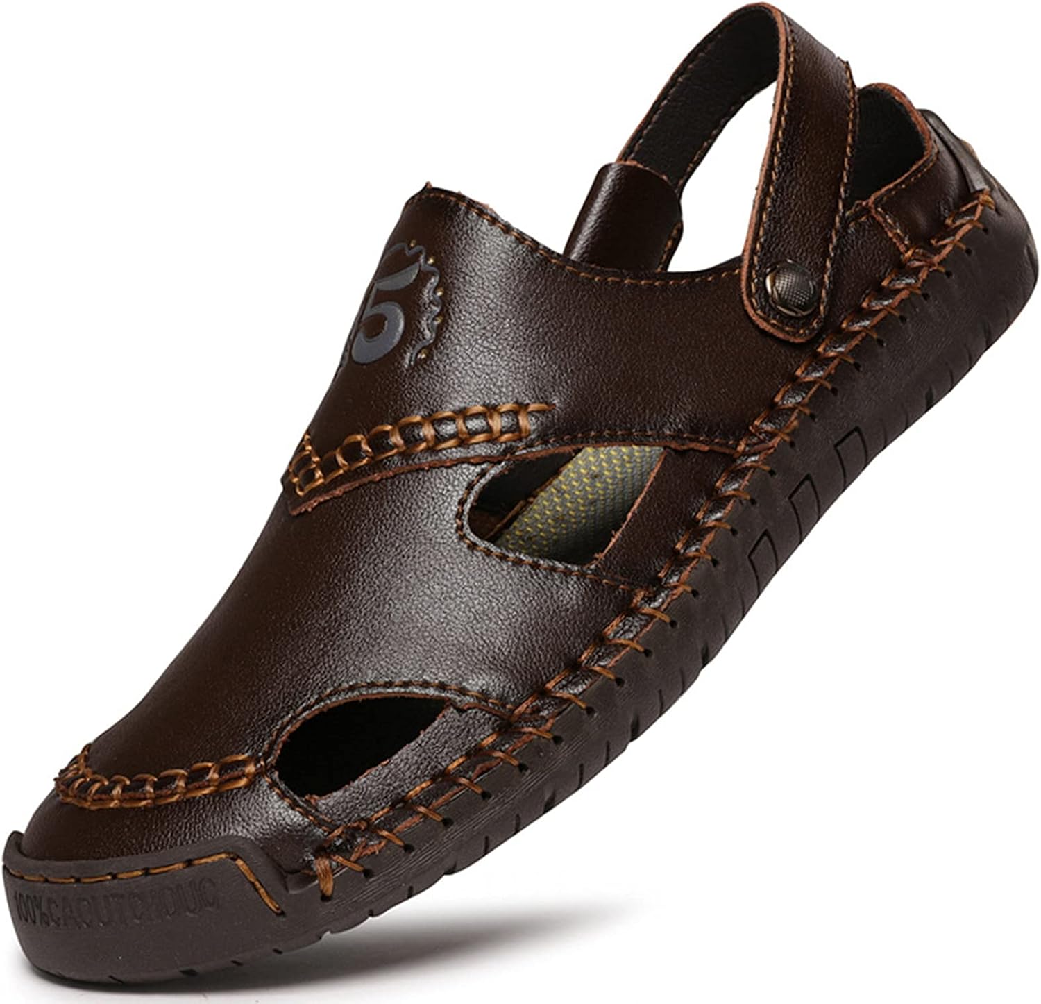 Premium Men’s Leather Closed-Toe Sandals – Breathable Casual Summer Comfort Shoes