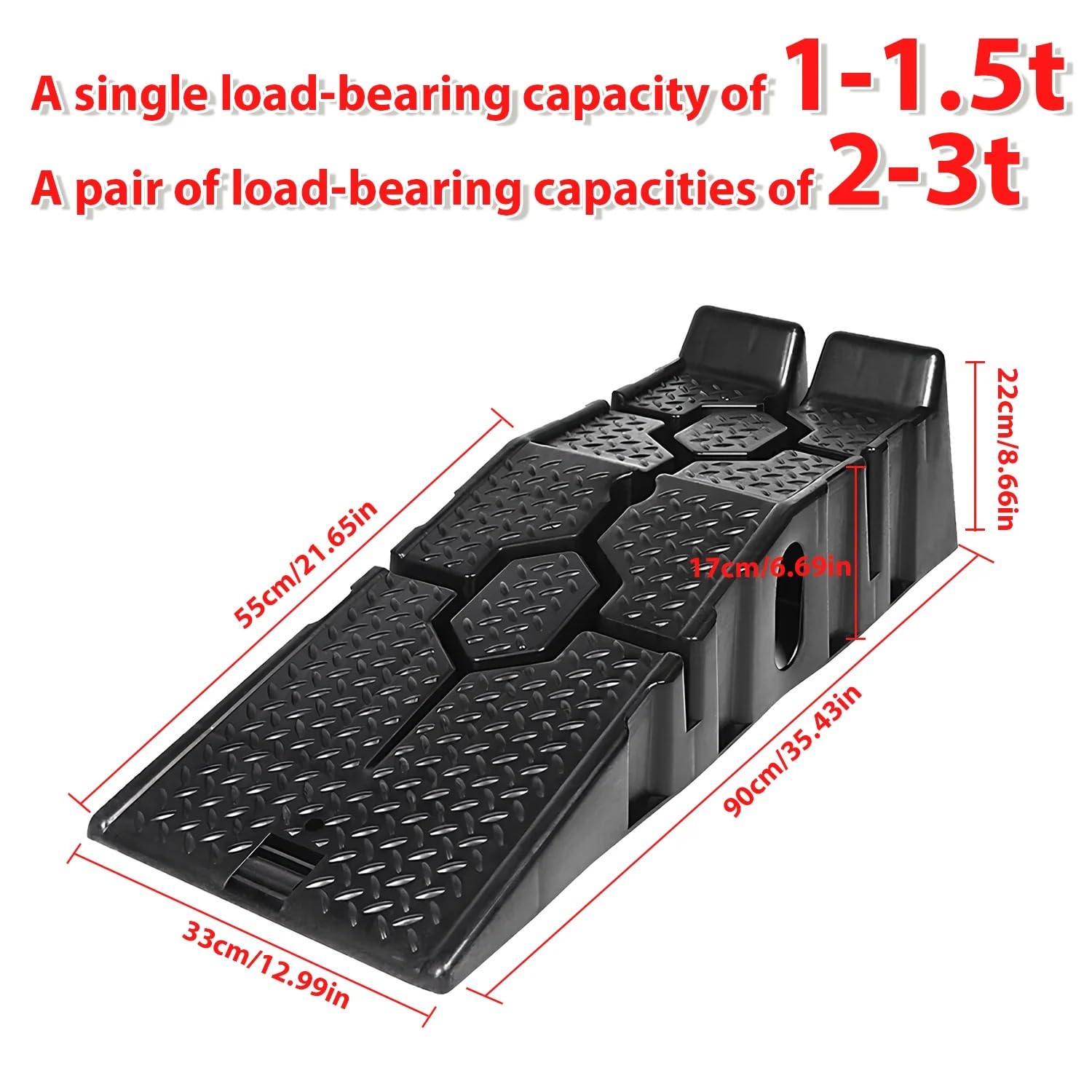2PC przenośne rampy podjazdowe do kół samochodowych antypoślizgowy klin pod koło Heavy Duty zestaw ramp progowych do akcesoriów do przyczep samochodowych