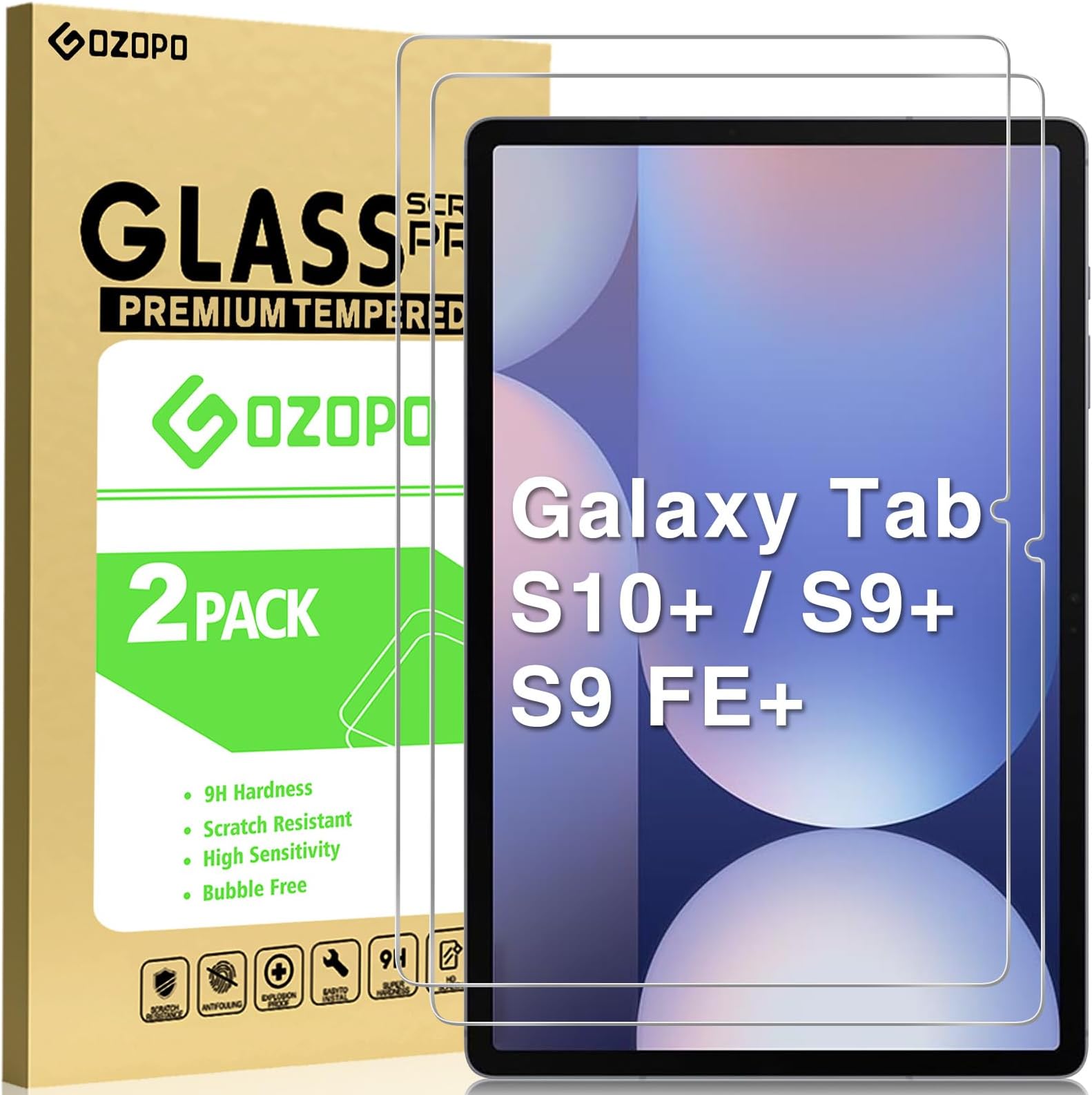 Screen Protector for Samsung Galaxy Tab S9 Plus/ S9 FE Plus/Galaxy Tab S10 Plus 12.4 inch, Scratch Resistant Tempered Glass Film for Galaxy Tab S9+/ S9 FE+/ Tab S10+ 12.4"