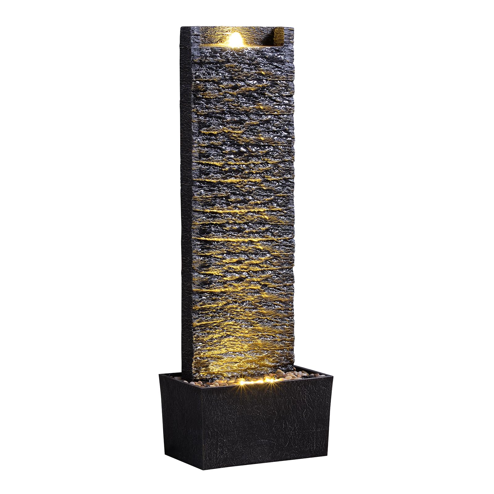 GOSSI 38.5' Floor Standing LED Illuminated Water Fountain