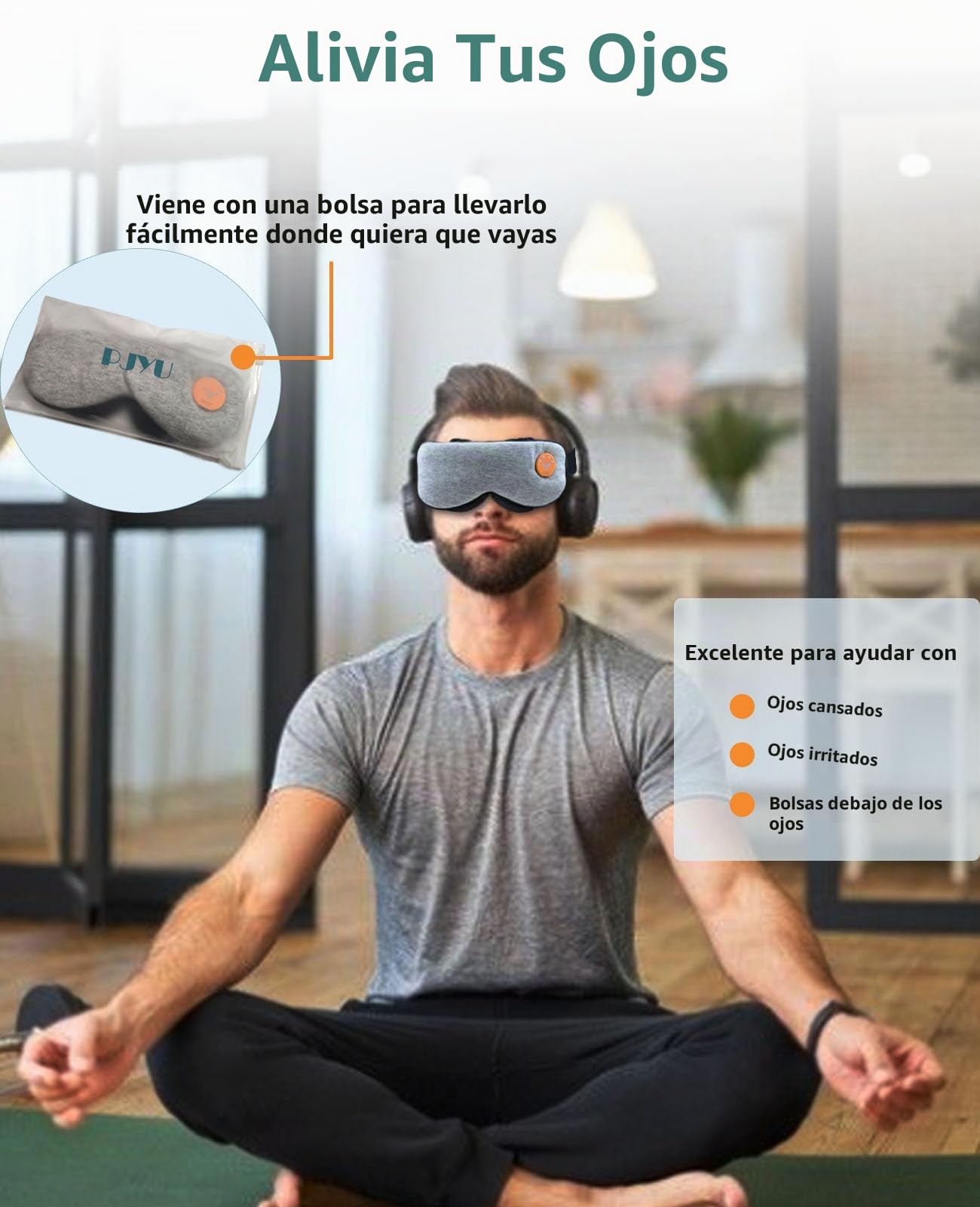 Máscara térmica para ojos secos, máscara de ojos recargable, compresa de ojos cálida para orzuelos y tratamiento de blefaritis con diseño de luz de bloque, correa ajustable y bolsa, lavable