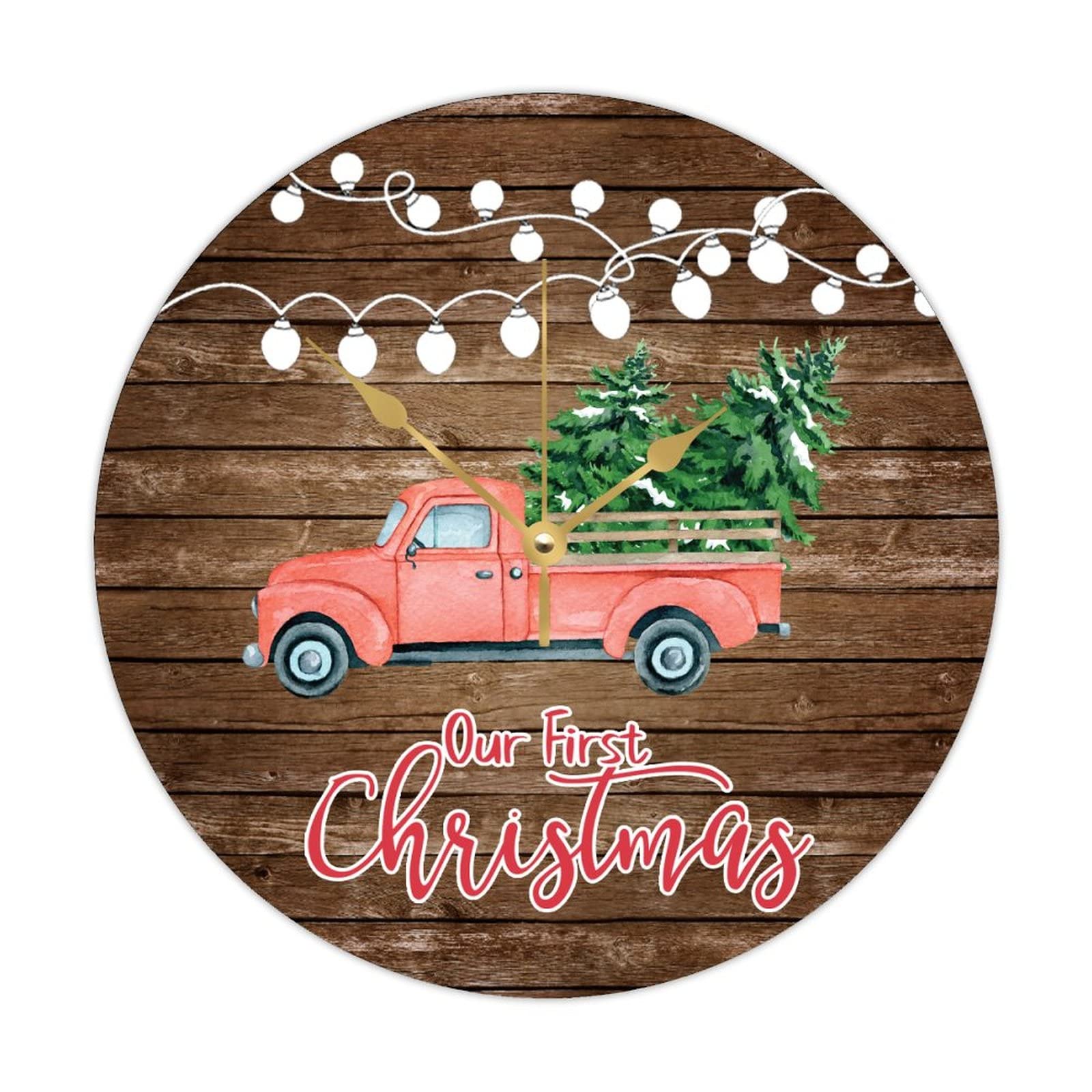 Horloge murale ronde en bois vintage à piles de 38,1 cm Seasons Greetings