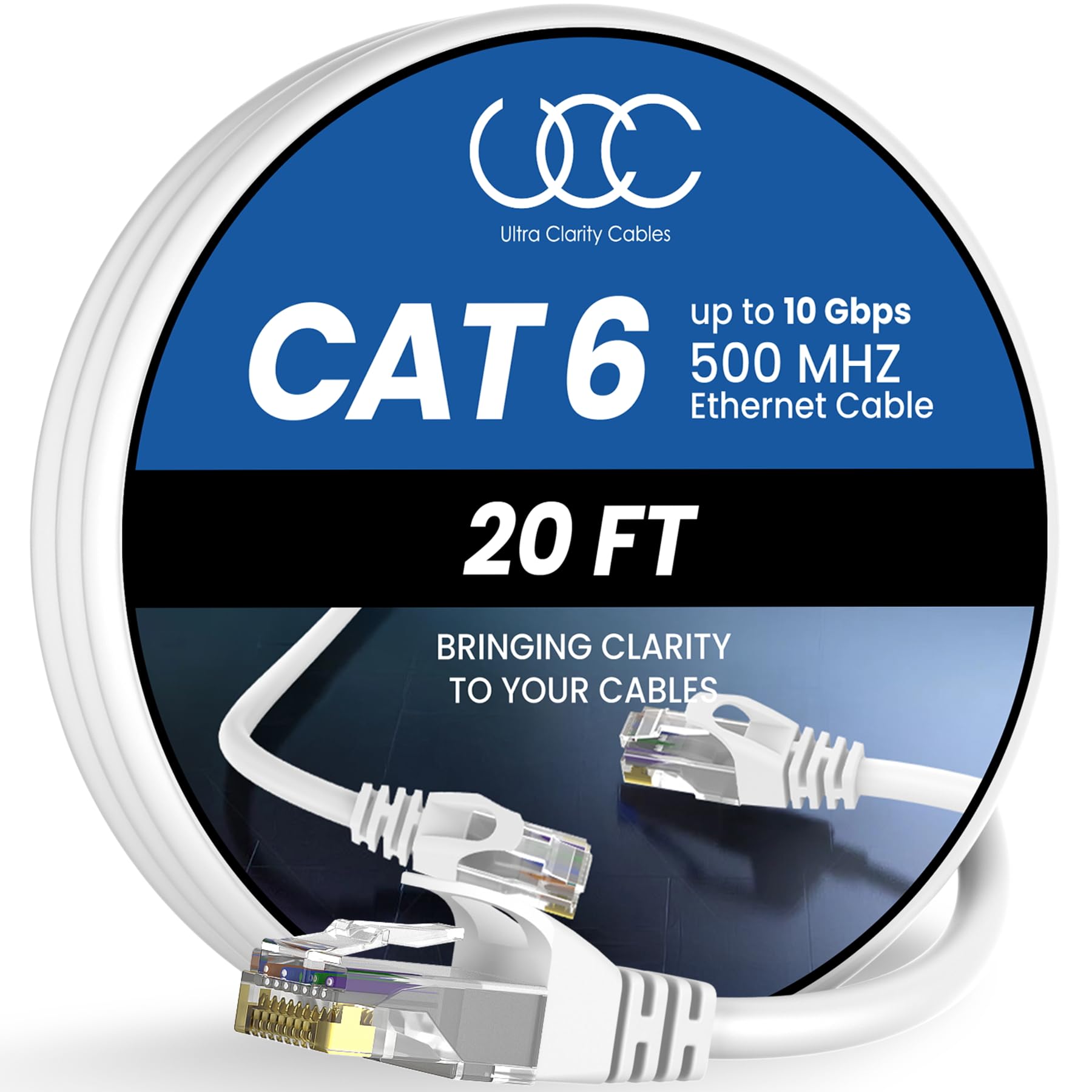 Cat 6 Ethernet Cable 20 ft, 10Gbps High Speed Ethernet Cable, Internet Cable Outdoor&Indoor, Rj45 Cat6 Cable Long Ethernet Cable for Computer, Router,