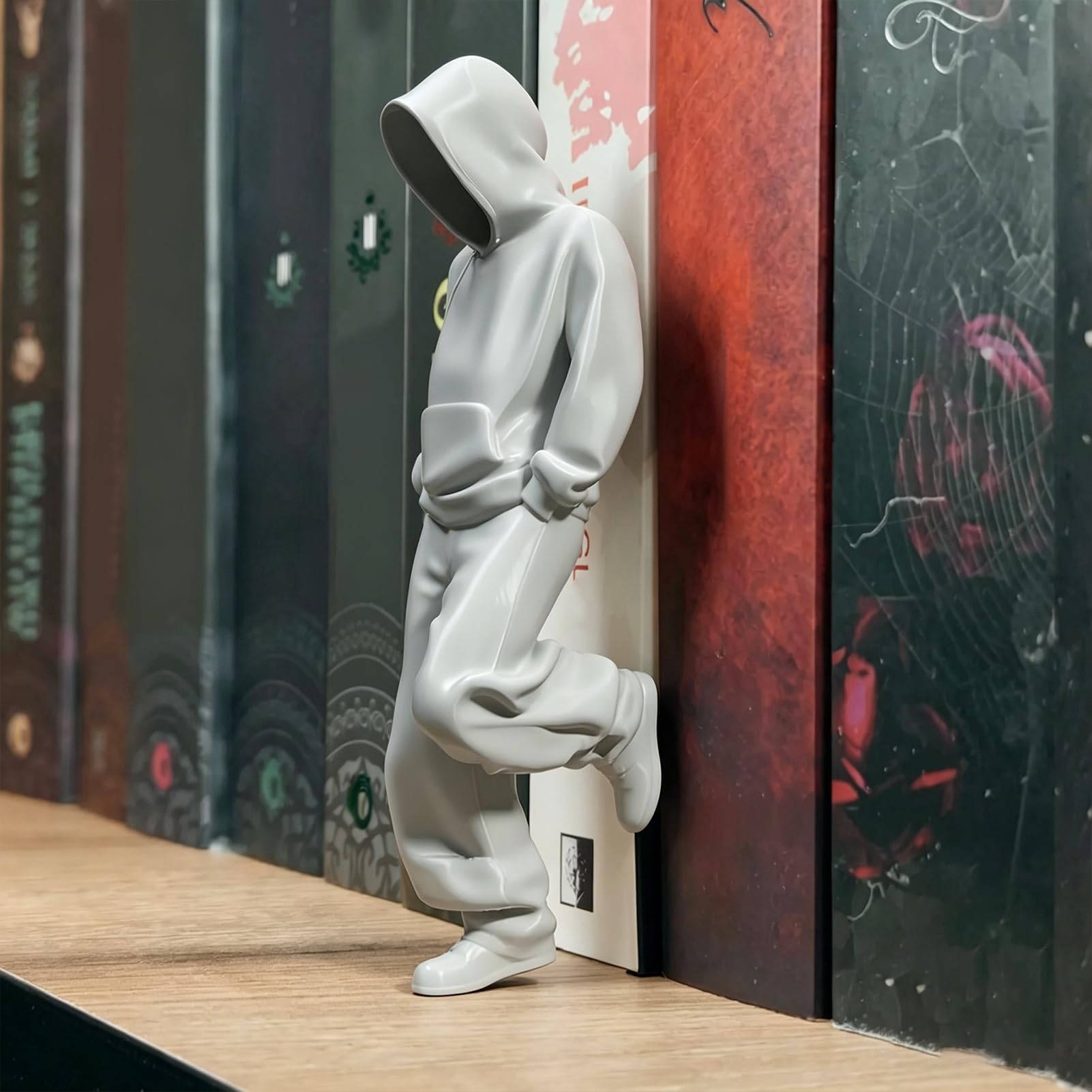 Porceosy Thinker Figurine, 3D Printed Sweatsuit Man Statue for Home Office Desk Bookshelf Decor, Collectible Ornaments for Men Women (White)