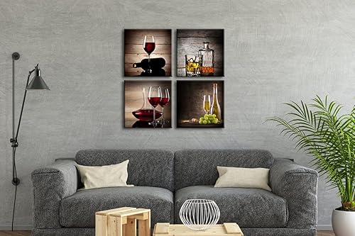 Miniatura 4 de Wieco Art - Cuadros modernos de copas de vino de alta definición y enmarcados diseño contemporáneo giclée decoración para la sala