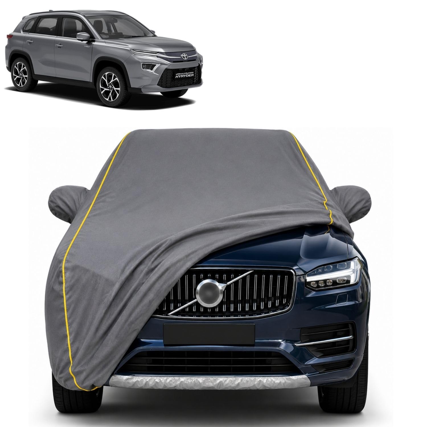 Urban Crusier Hyryder 100% Waterproof Car Cover | Dustproof Sun Protection Cover | Soft Cotton Lining | Triple Stitched | Mirror Pocket | Antenna Pocket | All Weather Body Cover (Grey)-image-39