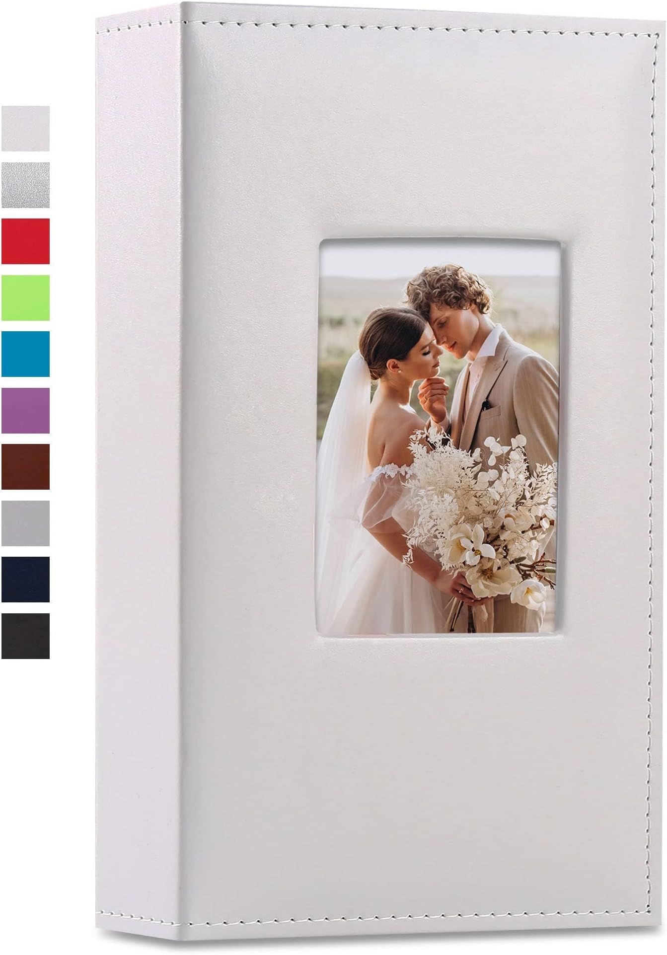 Photo Album, 300 4x6In Pockets Photos, Leather Cover Extra Large Capacity Family Wedding Anniversary Baby Picture Albums Holds 300 Horizontal and Vertical Photos (White)