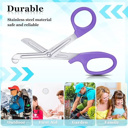 Miniatura 3 de Chumia Tijeras de trauma, 3 unidades, tijeras de vendaje compactas, tamaño de bolsillo, tijeras de enfermería con carretes retráctiles, tijeras de