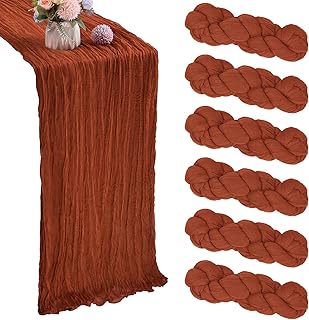 6 Pack 10FT Terracotta Cheesecloth Table Runner 35x120 Inch Gauze Rustic Boho Burnt Orange Fall Table Runner Cheese Cloth for Wedding Decor Birthday Party Bridal Baby Shower Centerpiece Decoration