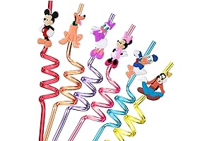 24 Mouse-Themed Reusable Drinking Straws for Kids