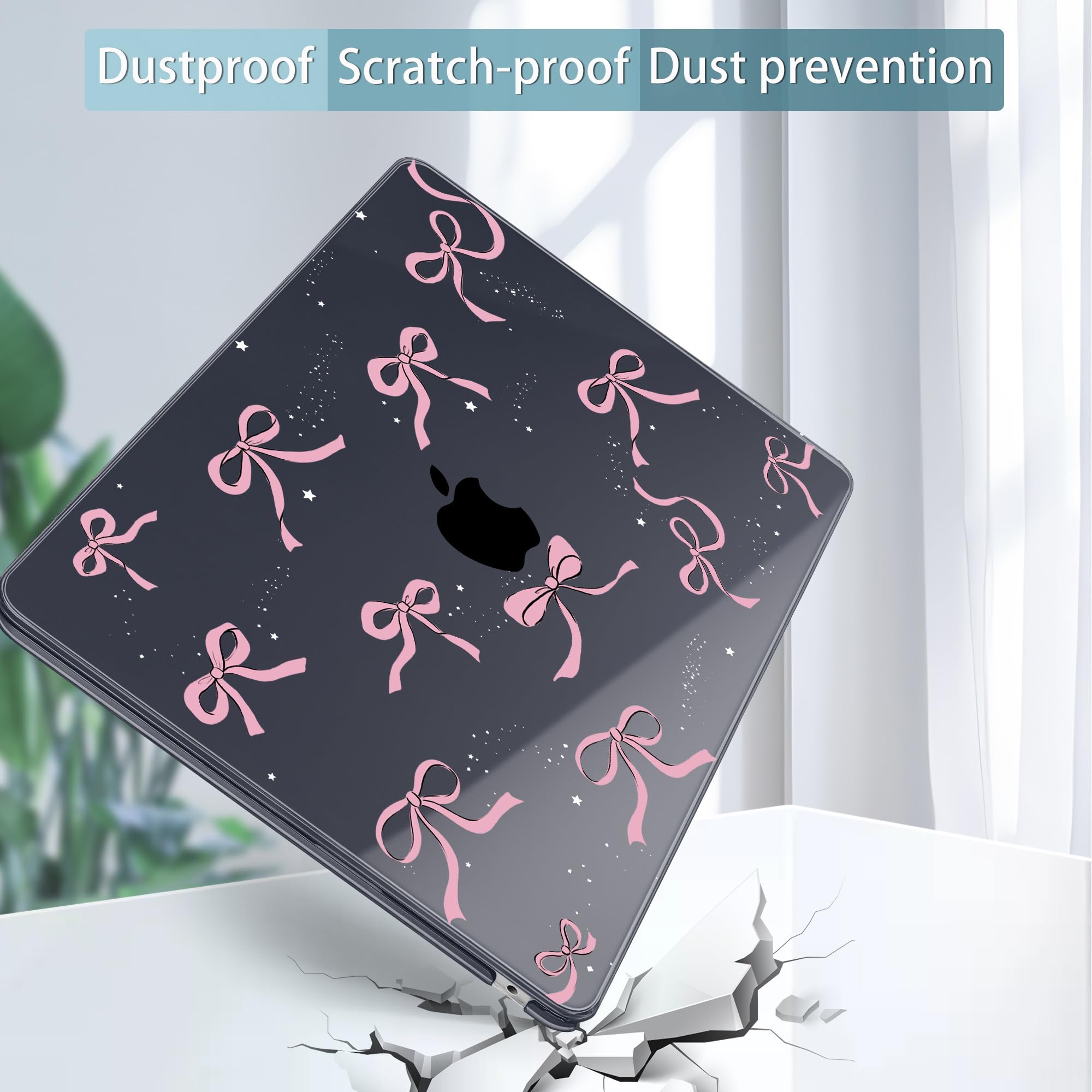 May Chen Compatible con MacBook Air 2024/2023 de 15 pulgadas M3 A3114 / M2 A2941, funda rígida de plástico impreso para MacBook Air 15.3 Liquid Retina Diaply Touch ID, lazo negro cristal