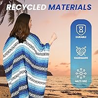 Vista 64 de Artisans Bazaar Poncho tradicional mexicano de Baja para hombres y mujeres, auténtico sarape de Gaban, manta de vaquero Pancho Jorongo rojo - rosa