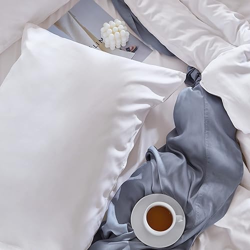 Miniatura 6 de SLEEP ZONE Juego de 2 fundas de almohada refrescantes de lujo, fundas de almohada sedosas, suaves y lisas con cierre de sobre, tamaño Queen (20 x 30