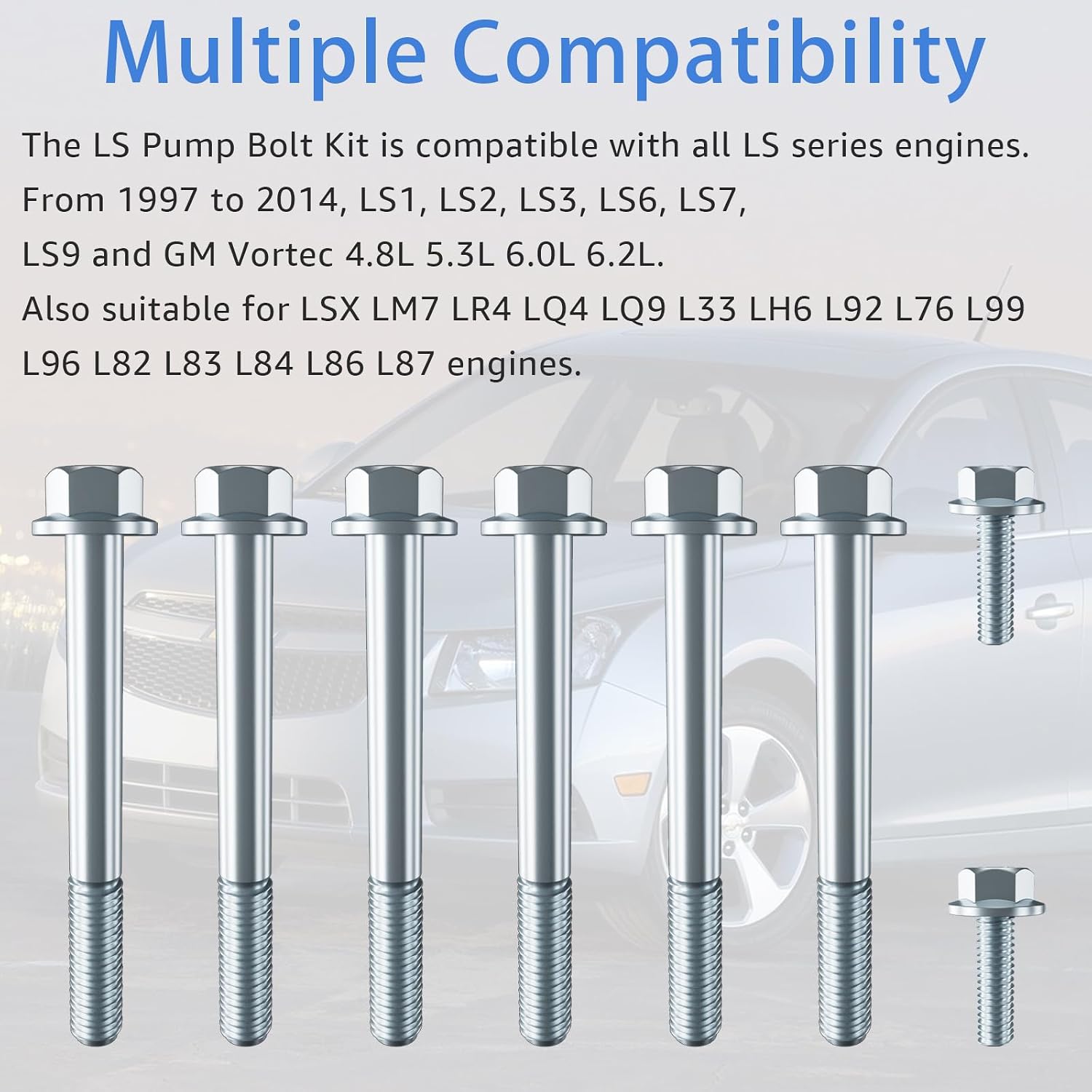LS Water Pump Bolt Kit Compatible with All GM Chevrolet 1997-2014 LS Series Engines LSX LS1 LS2 LS3 LS6 LS7 LS9 LQ4 LQ9，5.3L 6.0L 6.2L Thermostat Shell Bolts