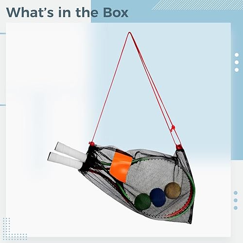 Miniatura 2 de Multicolor Tennis Rackets Set for Youth, 2 Pcs, 20.7 in with 3 Balls and Net Bag, Student Beginner Training, Lightweight Iron Alloy, Rubber Grip,