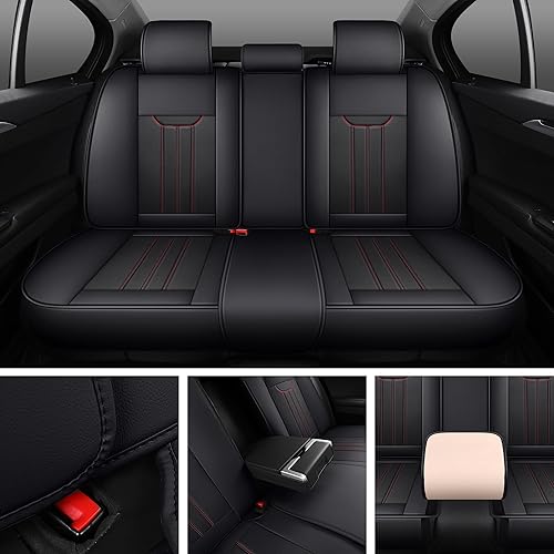 Miniatura 5 de LINGVIDO Fundas de asiento impermeables y transpirables de piel sintética para automóvil, fundas interiores antideslizantes, ajuste universal para