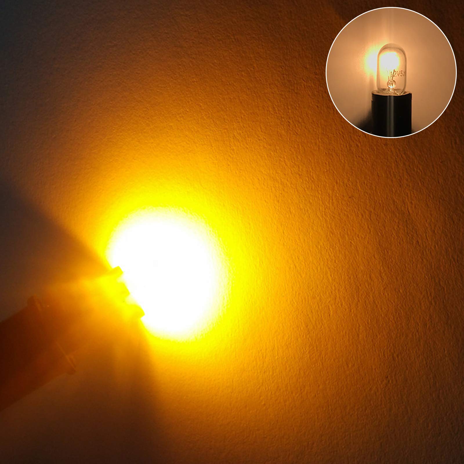 2-Pack T10 W5W Amber Orange LED Bulbs For Cars - 3030 2SMD, 12V, 180LM, Perfect For Side Markers & Interior Lights