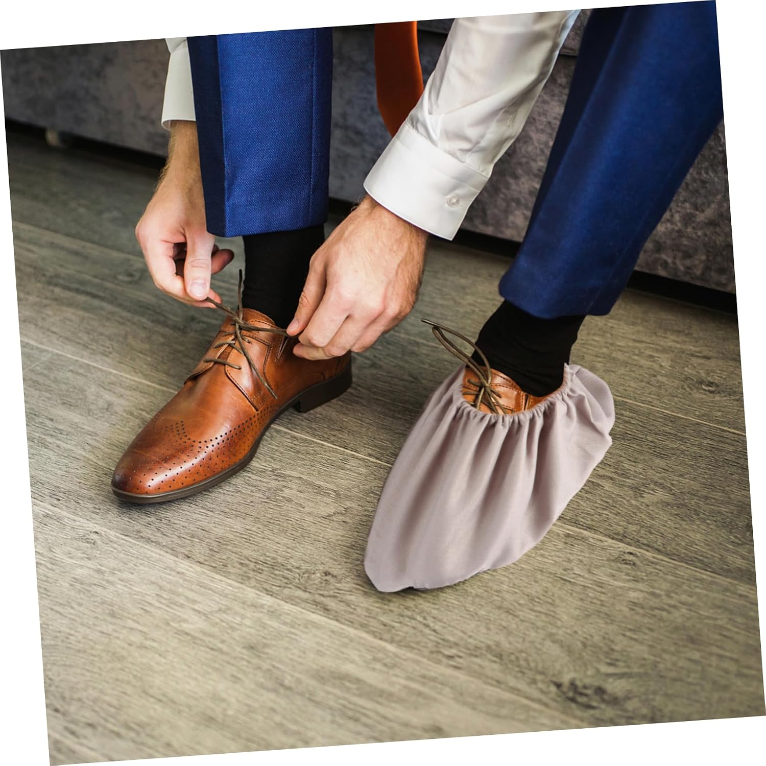 Amosfun 3Pairs Washable Cloth Shoe Covers Slip Household Protector Random Colors for Indoor Use Laboratories and Rainy Days