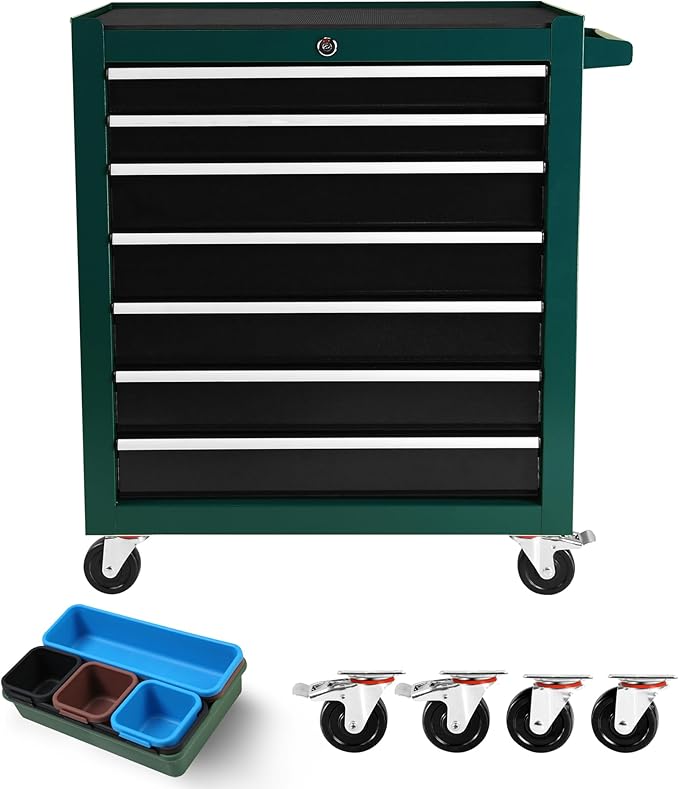 Amazon.com: 7 Drawer Metal Tool Chest 30 inch,Tool Cart On Wheels with ...