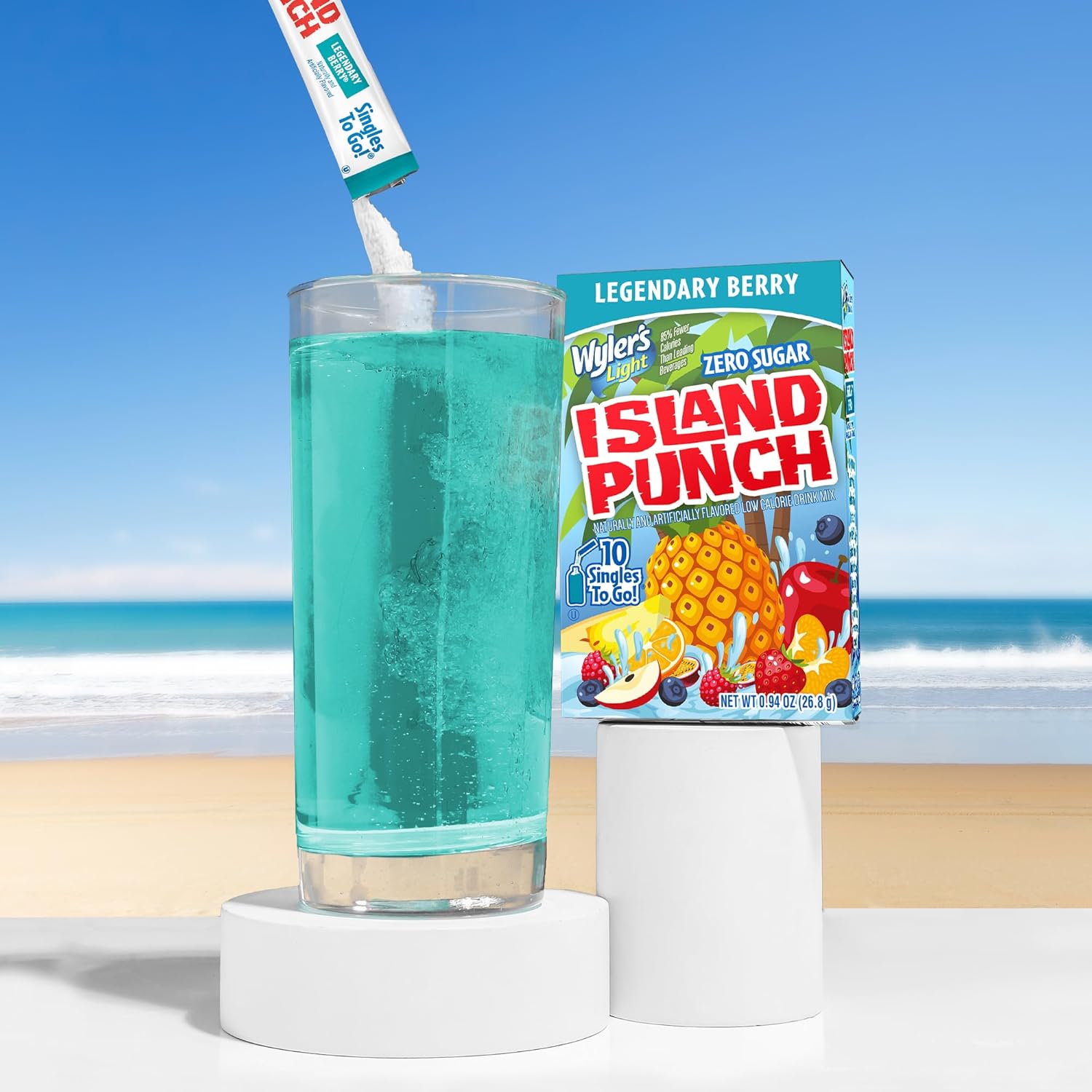 Wyler’s Light Island Punch Singles To Go, Legendary Berry, 10-Count per Box (12 Pack) – Low Calorie Powdered Drink Mixes, Caffeine Free, Gluten Free, and Zero Sugar, 120 Total Powder Packets - Image 5